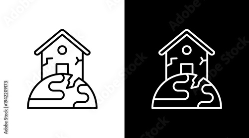 Earthquake Outline White Icon Set Design