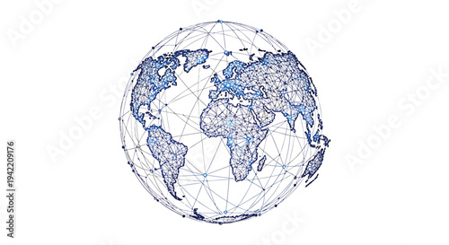 Vector blue globe illustration with network connections