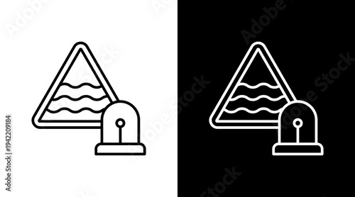 Flood Emergency Outline White Icon Set Design