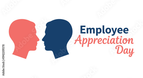 Minimalist graphic design celebrating employee appreciation day with two silhouetted profiles facing each other