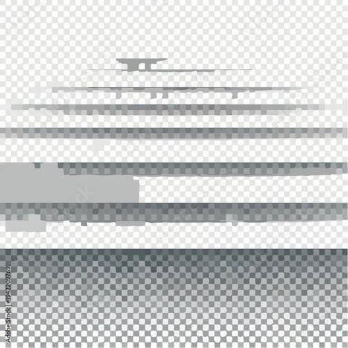 デジタルノイズとピクセル化された水平ラインが重なり合う、モノトーンのグリッチエフェクト背景素材。映像の乱れや信号の干渉を表現した抽象的なデザインで、サイバーパンクやテクノロジーをテーマにしたプロジェクトに最適な透過テクスチャ。