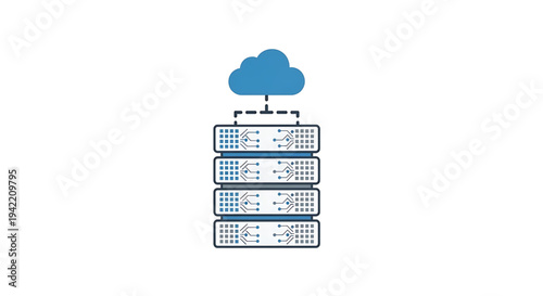 Cloud computing technology with data servers and network infrastructure, digital data storage and cloud technology concepts for business and technology
