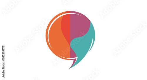 Vibrant Multicolor Speech Bubble Logo Circle Design. Vector Icon. EPS Editable