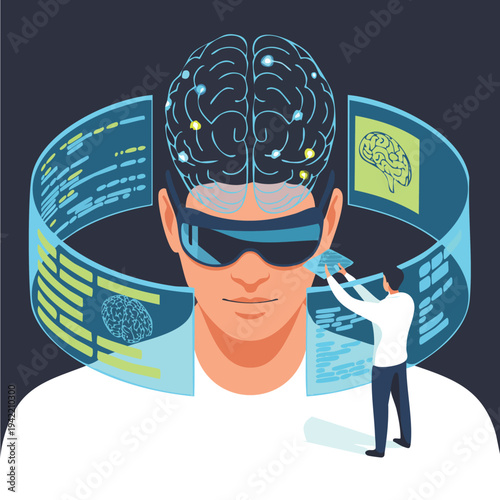 Male neurosurgeon holding brain model in medical clinic