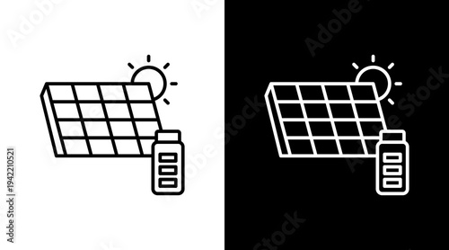 Solar Panel Outline White Icon Set Design