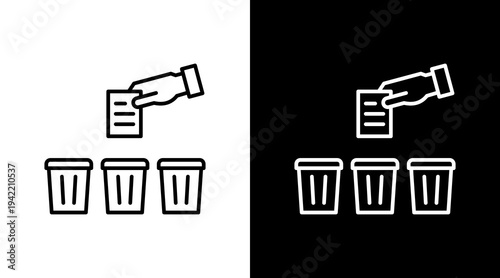 Waste Sorting Outline White Icon Set Design