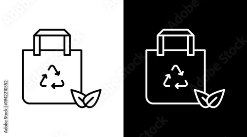 Reusable Bag Outline White Icon Set Design