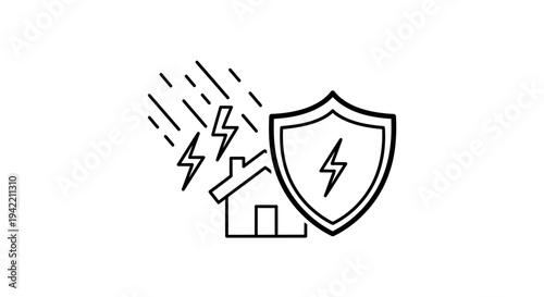 Home Lightning Shield Concept With Protective House Icon. Vector Illustrations. EPS Editable