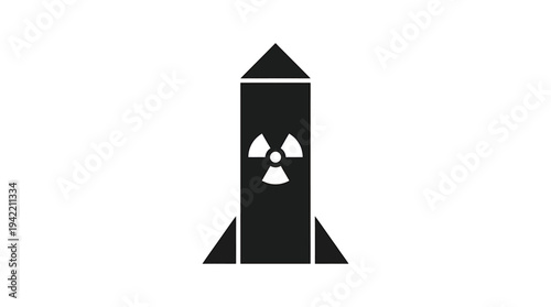 Minimalist Rocket Icon with Radiation Symbol for Space Safety. Vector Illustrations. EPS Editable