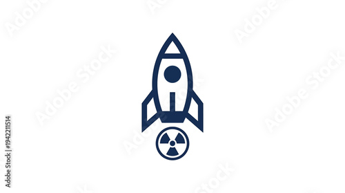 Rocket Launch Icon With Radiation Symbol. Vector Illustrations. EPS Editable
