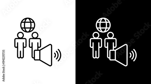 Citizen Voice Outline White Icon Set Design