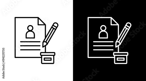 Voter Registration Outline White Icon Set Design