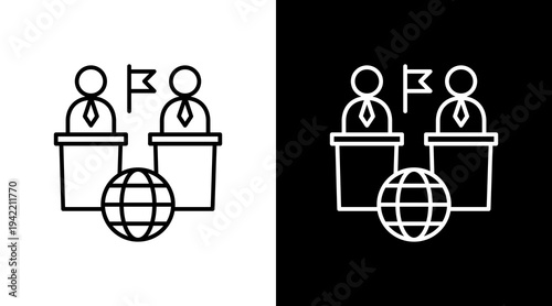 Democracy Outline White Icon Set Design
