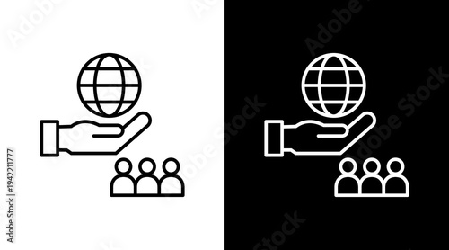 Public Service Outline White Icon Set Design