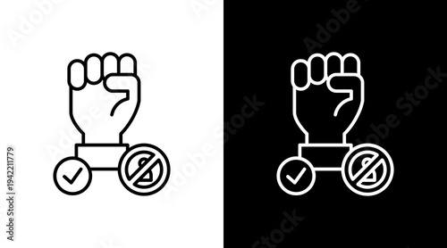 Activism Outline White Icon Set Design