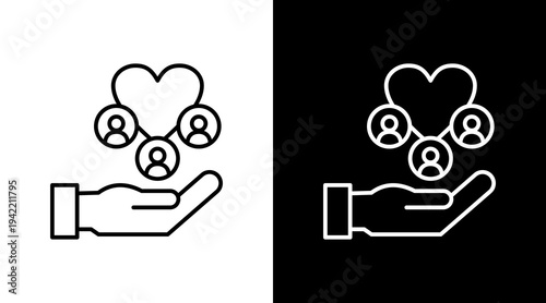 Nonprofit Organization Outline White Icon Set Design