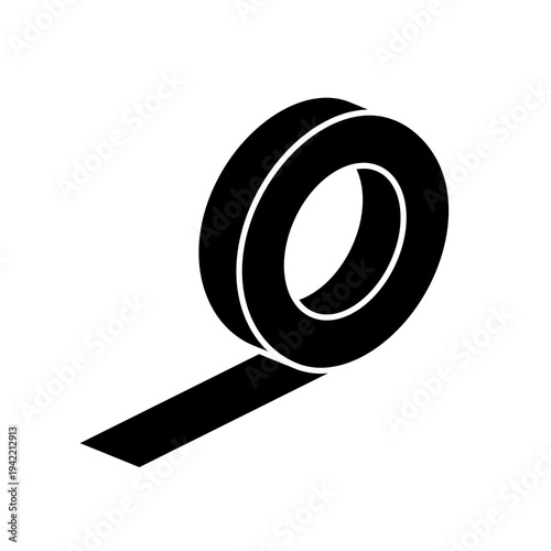 Scotch tape or electrical tape icon. A roll, spool, or coil of adhesive tape. Symbol for fixing, electrical insulation, or bonding. Raster icon.