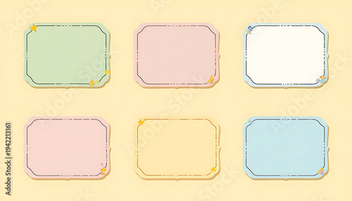 Cute Pastel Blank Frames and Labels with Decorative Elements.
