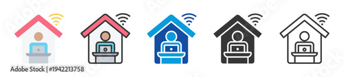 remote work icon set multi style various collection