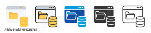 data storage icon set multi style various collection
