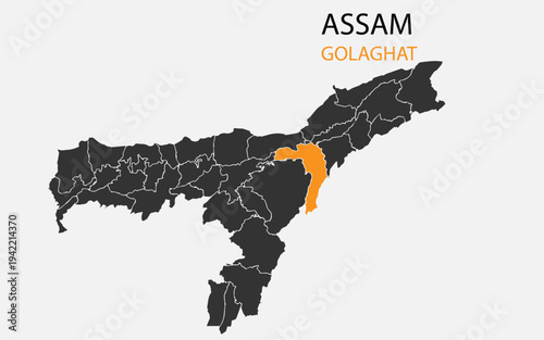 Assam png map with districts, Indian state Assam district map, Assam Golaghat