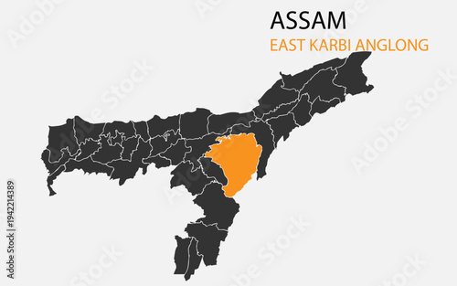 Assam png map with districts, Indian state Assam district map, Assam Karbi Anglong, east Karbi Anglong