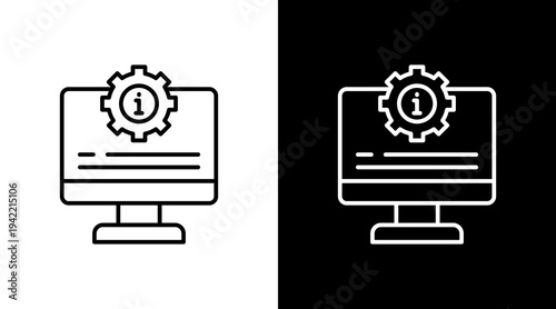 System Information Outline White Icon Set Design
