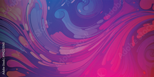 Tableau sur toile Abstract Swirling Fluid Art with Vibrant Pink and Purple Hues.