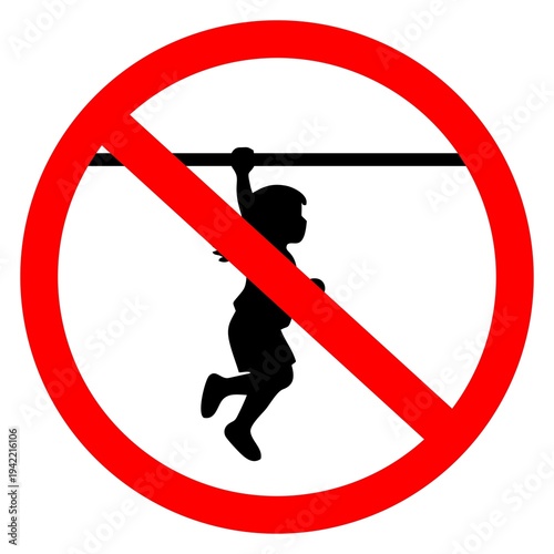 Prohibition sign showing a person hanging