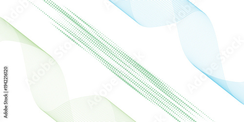 Abstract wave element for design. Digital frequency track equalizer. Stylized line art background. Vector illustration. Blue Wave with halftone dots.