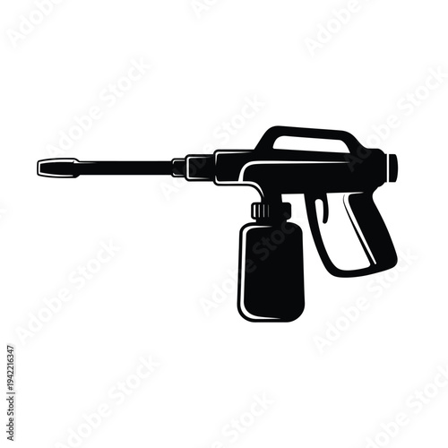 A black and white illustration of a pressure washer cleaning tool