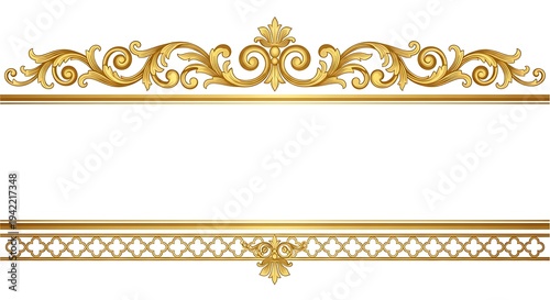 Elegant Golden Ornate Decorative Borders Vintage Design Element.