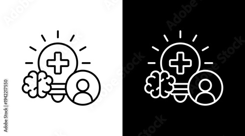 Positive Thinking Outline White Icon Set Design