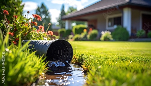 Effective drainage solution: Suburban home with garden water runoff management system