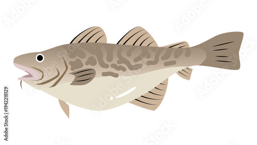 シンプルでかわいい鱈（タラ）のイラスト　食べ物・魚のベクター素材