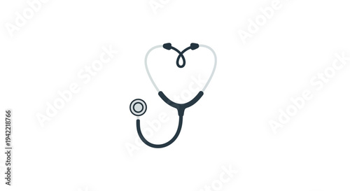 Heart shaped stethoscope icon, medical symbol, healthcare concept