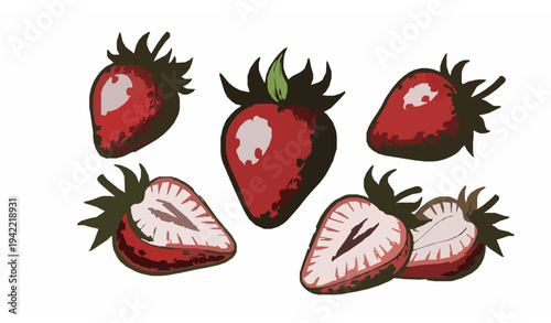Hand Drawn Strawberry Vector Illustration for Trendy T Shirt and Sweatshirt Print Summer Fruit Fashion Design