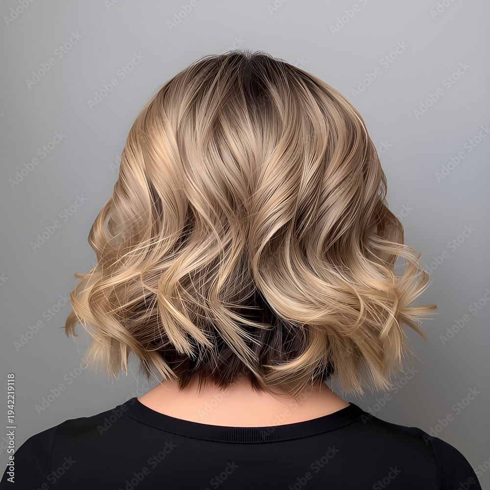 Fototapeta premium Voluminous Curly Hairstyle for Women Back View