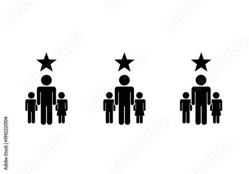 Leadership and mentorship icon set, solid pictograms for team management, coaching, and excellence