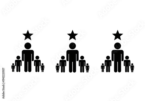 Leadership and mentorship icon set, solid pictograms for team management, coaching, and excellence