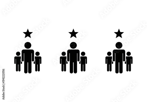 Leadership and mentorship icon set, solid pictograms for team management, coaching, and excellence