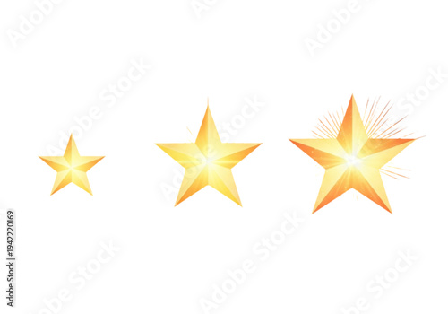 Three shining stars icon set, thin line style for premium rating, excellence, and top quality concepts
