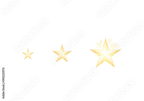 Three shining stars icon set, thin line style for premium rating, excellence, and top quality concepts