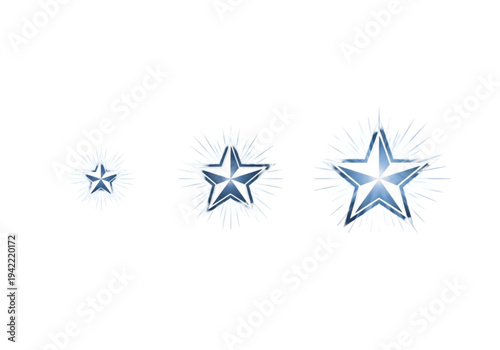 Three shining stars icon set, thin line style for premium rating, excellence, and top quality concepts
