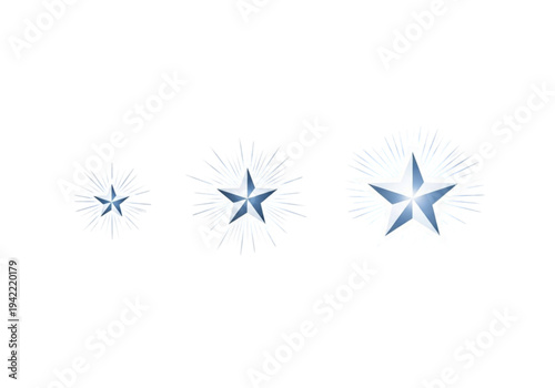 Three shining stars icon set, thin line style for premium rating, excellence, and top quality concepts
