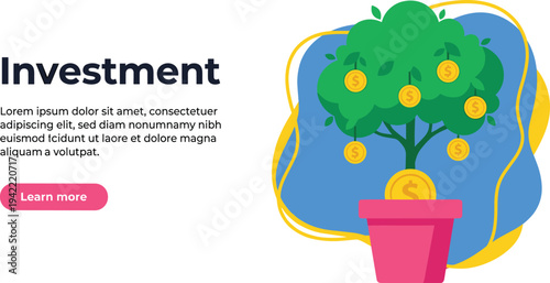 Growing investment opportunities with a tree in a pot, representing financial growth and prosperity