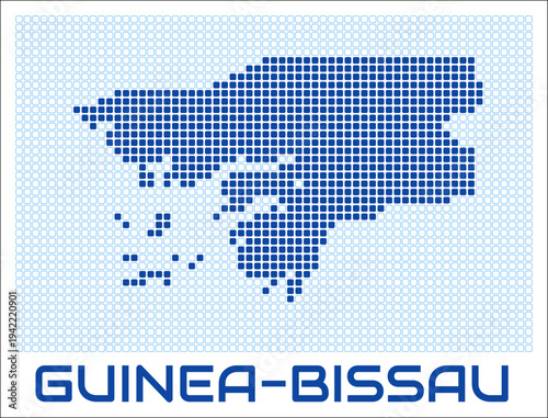 Guinea-Bissau dot map. Dotted shape of the country. Guinea-Bissau boundary dots with title. Vector illustration.
