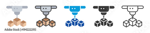 3d printing icon set multi style various collection