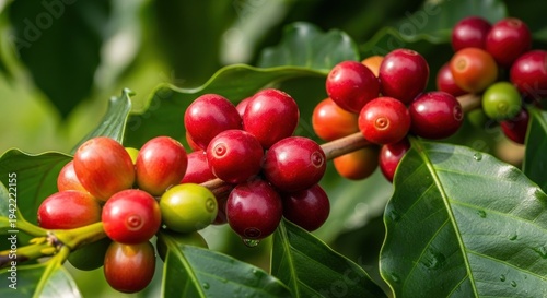 Wallpaper Mural Coffee Beans Growing on Tree Branches. Torontodigital.ca