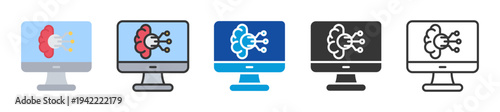 cognitive computing icon set multi style various collection